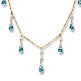 Freshwater Pearl and Blue Topaz Necklace by Samuels Jewelers