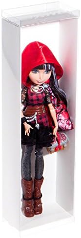 DollSafe Clear Folding Display Box with White Liners and Black Elastic Stabilizers for 11-12 inch Dolls and Action Figures 4" x 2.25" x 13", Pack of 6