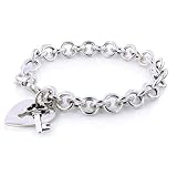 Sterling Silver Rolo Link 'Key to My Heart Charm Bracelet - 7.5