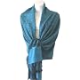 70% Pashmina 30% Silk Paisley Self-Design Shawl / Wrap / Stole - Turqoise Black