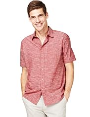 Pure Cotton Lightweight Checked Slub Shirt
