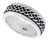Gent's 3/8 (9 mm) Sterling Silver Celtic Knot Band