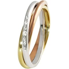 goldmaid Tri-Color Gold 585 Ring 7 Diamanten 0,05 Karat gedreht, Gr�sse 58, Pa R3424TR58