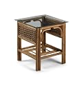 Cane Lamp Table Brown - Glass Top - Conservatory Furniture - Rattan Flatpack
