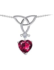 Celtic Love by Kelly Love Knot Pendant with Heart Shape 8mm Created Ruby in .925 Sterling Silver