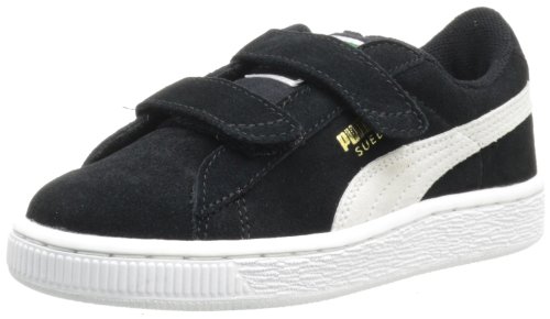 PUMA Suede Classic 2-Strap Sneaker  , Black/White, 11 M US Little Kid