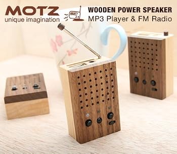 Motz Tiny Wooden Power Speaker (Build-in FM Radio & Support USB Flash Drive/SD Memroy Card)