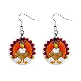 Turkey Thanksgiving Pilgrim Dangle Button Earrings Jewelry 16454246