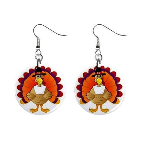 Turkey Thanksgiving Piligrim Dangle Button Earrings Jewelry 16454246