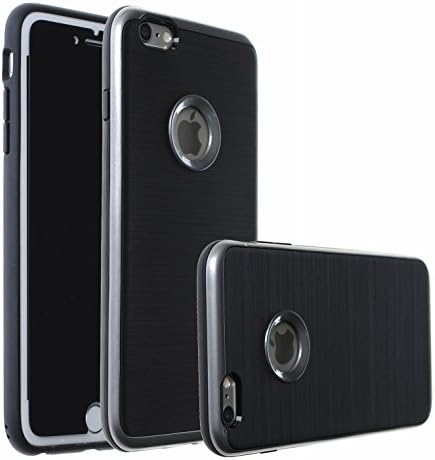 Case Art Plus [Black Mask] Privacy Anti-Spy Tempered Glass Screen Protector Film + [Curved Metalic Bumper] Super Slim Fit Light Case for iPhone 6 / 6S (4.7") (Titanium Silver)