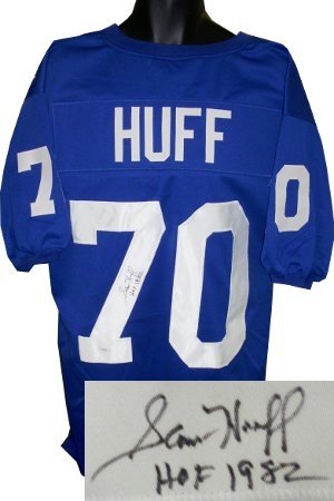 Sam Huff Autographed/Hand Signed New York Giants TB Blue Prostyle Jersey HOF 1982- JSA Hologram