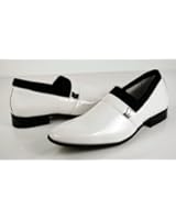 Delli Aldo Men's Dress Shoes Slip on Tuxedo Loafers Patent White