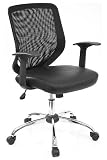 Mesh and Ventilated Office Chair - Mid Back Contemporary Mesh Chair - LF-W95-LEA-BK-GG
