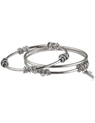 Kenneth Cole New York "Oceans Blue" Silver Bead Bangle Bracelet Set, 8"