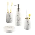 Zeller 18254 Bad-Accessoires Set 4-teilig, Flower, Keramik