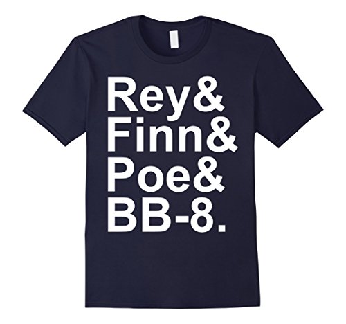 Men's Rey Finn Poe BB-8 Helvetica TShirt Small Navy