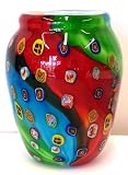 Murano Art Glass Vase Millefiori Striped A06