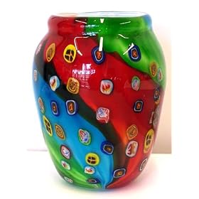 Murano Art Glass Vase Millefiori Striped A06