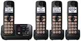 Panasonic KX-TG4734B DECT 6.0 Cordless Phone with Answering System, Black, 4 Handsets