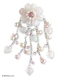 Pearl and rose quartz brooch, 'Floral Hearts' 2