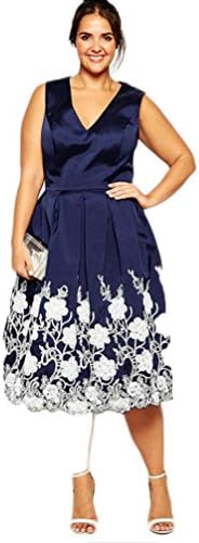 Shiny Life Women Casual Scarf Print Sleeveless Plus Size Dress Blue
