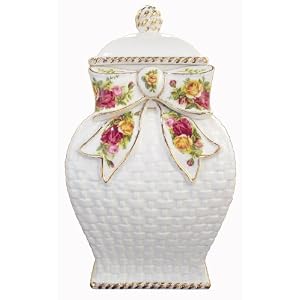Royal Albert Old Country Roses Basketweave Cookie Jar by