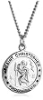 Sterling Silver and Stainless Steel Round St. Christopher Medal, 20