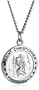 Sterling Silver and Stainless Steel Round St. Christopher Medal, 20"