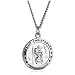 Sterling Silver and Stainless Steel Round St. Christopher Medal, 20"