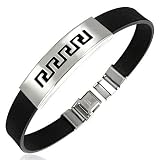 New Black Rubber Bracelet with Stainless Steel Design, Length 22cms.