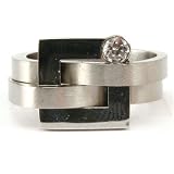 Stainless Steel Ring 316 CZ Diamond Unique Style Matte Polished Finish by Bucasi