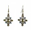 Earrings - E46 - Antique Gold Filigree Diamond Drop ~ Olive
