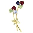 Vintage Heart Flower Bouquet Brooch Pin