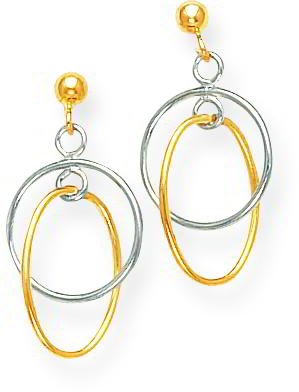 14K Two Tone Gold Interlocking Hoop Earrings Jewelry