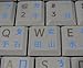 Chinese Keyboard Stickers with Blue Lettering on Transparent Background