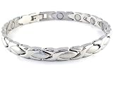 Magnetic Bracelet Therapy Solid Stainless Steel Links Silver Style #32 6 3/4