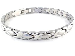 Magnetic Bracelet Therapy Solid Stainless Steel Links Silver Style #32 8"