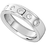 14K White Gold Traditional Ladies Diamond Wedding Band