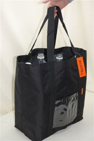 食品買い物&仕事兼用　トート 型(18.4L) エコバッグ 頑丈 ポリエステル 内側 防水 想定重量１０ｋｇ(ブラック)