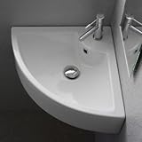 Square Wall Mounted Corner Bathroom Sink in White