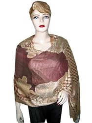 Rose Taupe Paisley Pashmina Shawl,Wrap Throw reversible