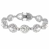 Aristocratic Sterling Silver Simulated Diamond cz Teardrop Tennis Bracelet