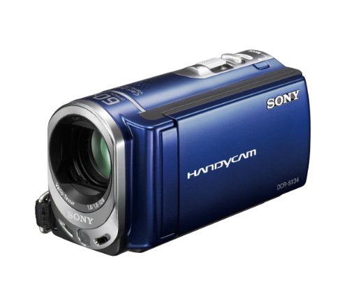 Sony DCR-SX34EL Camcorder (Flash, 60 fach optischer Zoom, 6,9 cm (2,7 Zoll) Display, 4 GB interner Speicher, Touchscreen) blau