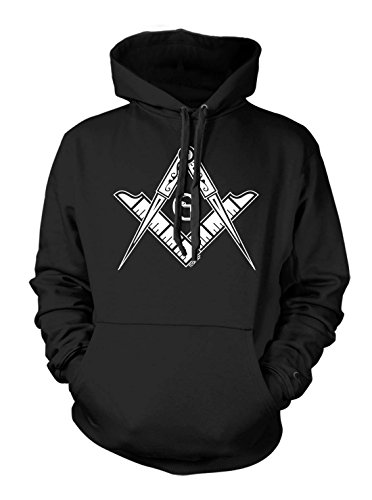 Freemason Logo - Square & Compass Symbol Men's Hoodie Sweatshirt (2XL, BLACK)