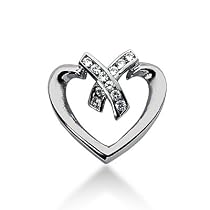 14k White Gold 0.22 ct Diamond Heart Pendant G-H , SI1