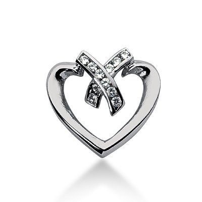 14k White Gold 0.22 ct Diamond Heart Pendant G-H , SI1