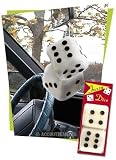 White 3 Inch Rearview Mirror Fuzzy Dice