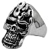 Stainless Steel Biker Ring - Flaming Skull - Size: 9-13