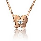 41RNZrBfDvL. SL160  Sterling Silver Solitaire Diamond Butterfly Pendant Necklace 0.05 carat