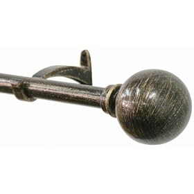 Window Curtain Rod Drapery Rod 28 Inch - 48 Inch Ball Bronze W gd by Backyard Bargain LLC